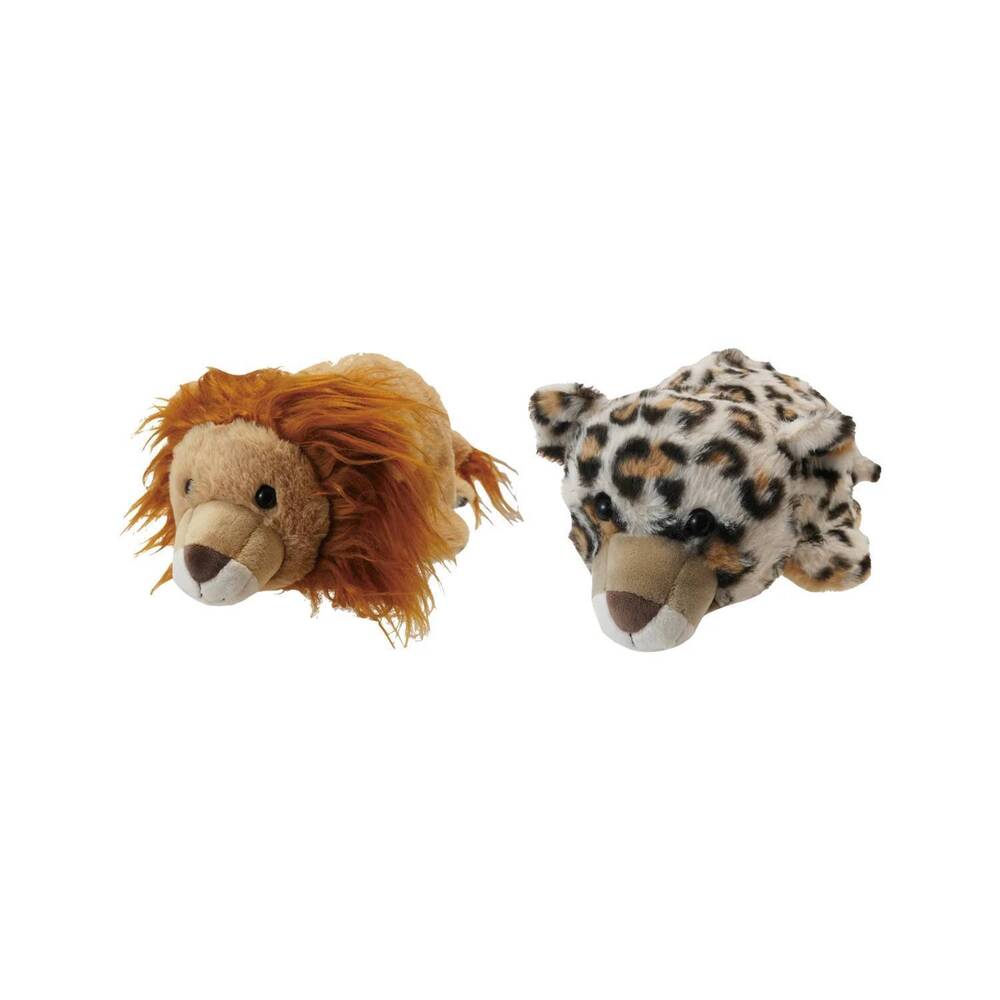 NEW CREATIVE CO-OP plush 2-in-1 peek-a-boo lion leopard toy in brown